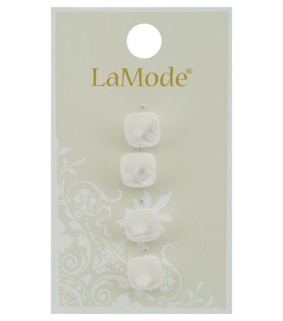La Mode 7/16" White Square Buttons 4pk
