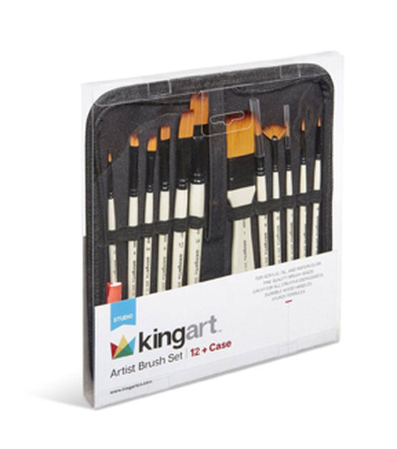 KINGART Studio Golden Nylon Brushes Set of 12 in Travel Case, , hi-res, image 2