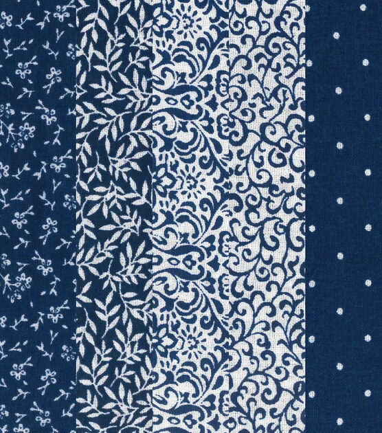 18" x 21" Floral on Navy Cotton Fabric Quarters 5ct by Keepsake Calico, , hi-res, image 3