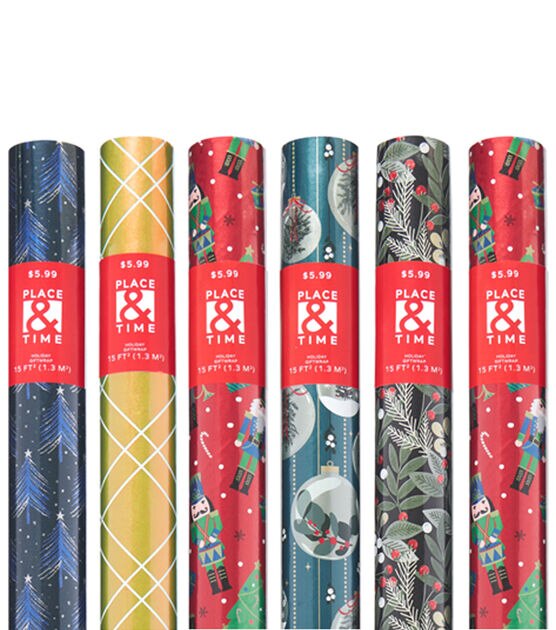 30 x 6' Christmas Metallic Wrapping Paper by Place & Time