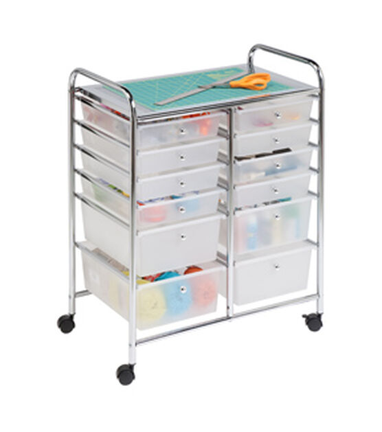 15" x 32" Rolling Metal Storage Cart With 12 Drawers by Top Notch, , hi-res, image 4