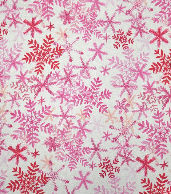 Red Glitter Snowflakes on White Christmas Cotton Fabric, , hi-res, image 2