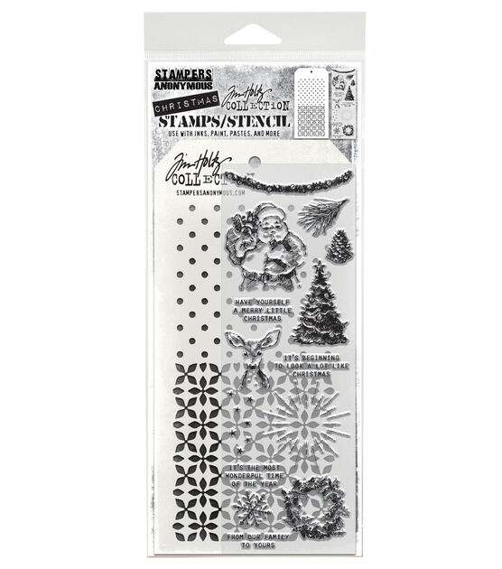 Tim Holtz 11" Darling Christmas Clear Stamps & Stencil Set