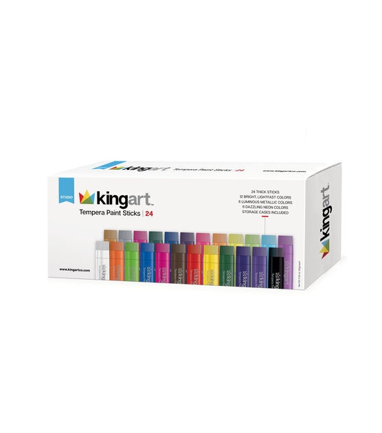KINGART Tempera Paint Sticks Thin Set of 24 Unique Colors, , hi-res, image 4