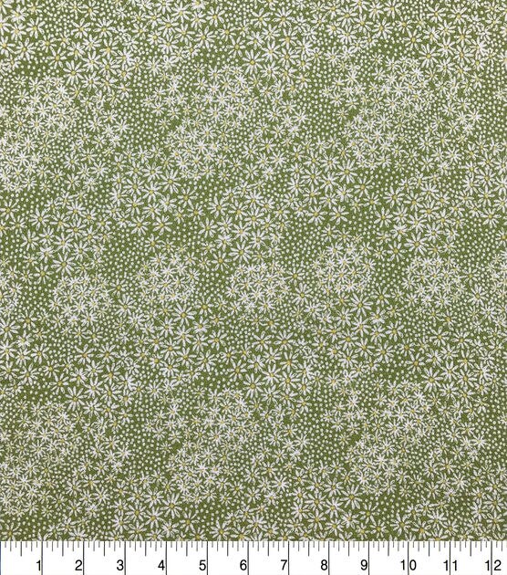 Sage Daisy Dots Crinkle Rayon Fabric, , hi-res, image 4