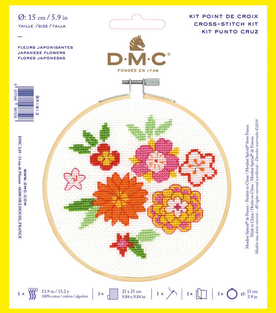 DMC 6" Japanese Flowers Counted Cross Stitch Kit