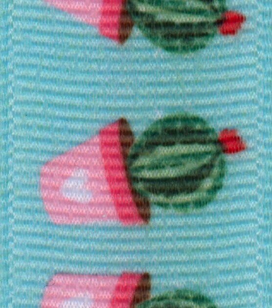 Offray Valentine's Day Ribbon 7/8''x9' Cactus Pots on Aqua, , hi-res, image 2