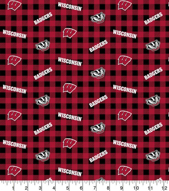 Wisconsin Badgers Flannel Fabric Checks, , hi-res, image 2