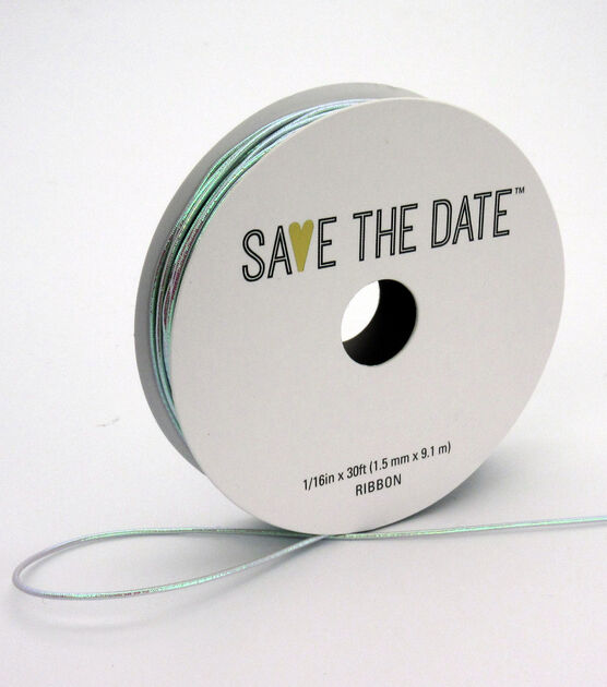 Save the Date 1/16" x  30' Iridescent Cord Ribbon