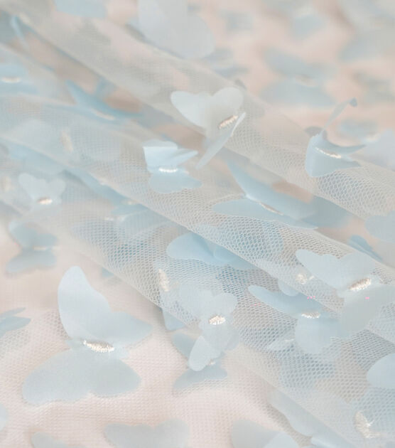 3D Butterflies Blue Ombre Mesh Apparel Fabric, , hi-res, image 3