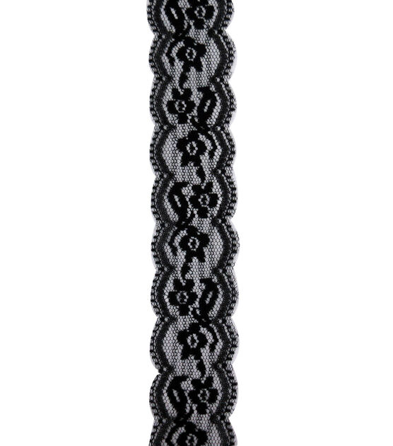 Save the Date 1.5" x 15' Black Lace Ribbon, , hi-res, image 2