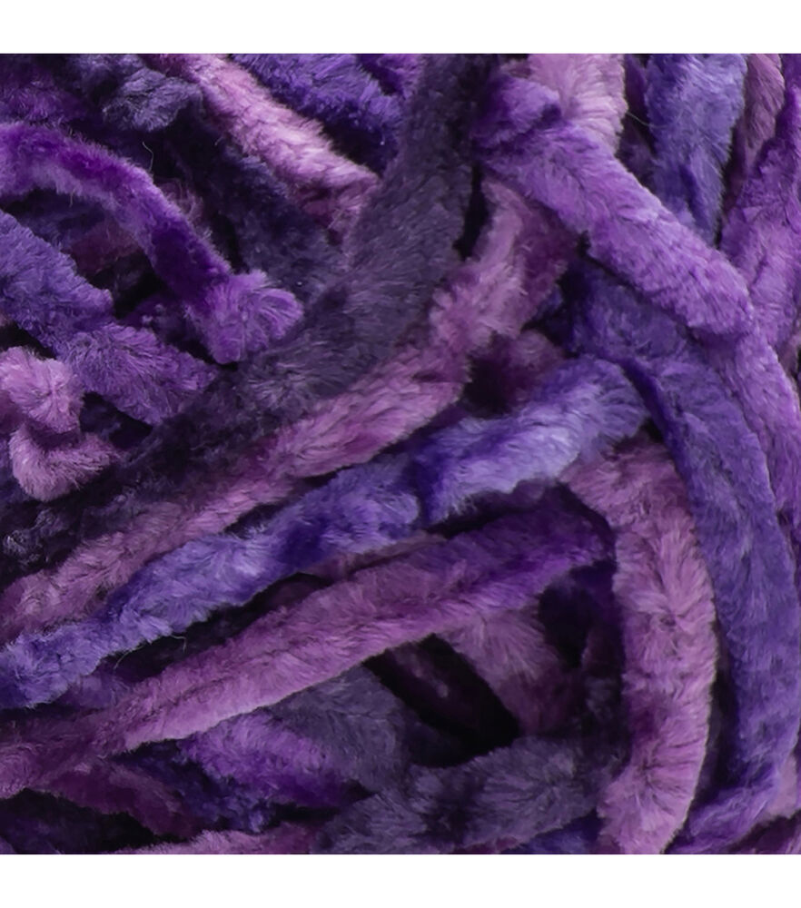 Bernat Crushed Velvet 315yds Bulky Polyester Yarn, Potent Purple, swatch