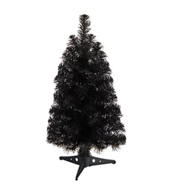 Nearly Natural 2' White Pre Lit Black Pine Christmas Tree in Metal Stand, , hi-res, image 3