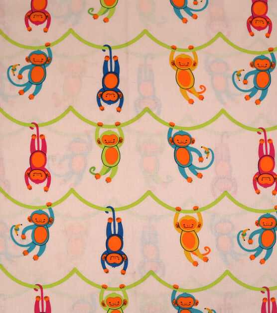 Multicolor Swinging Monkeys Novelty Cotton Fabric by POP!