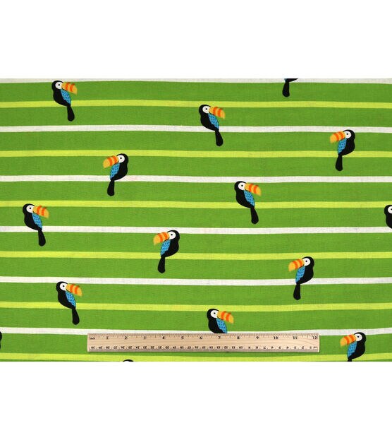 Green Toucan Stripe Novelty Cotton Fabric by POP!, , hi-res, image 4