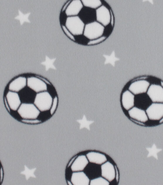Tossed Soccer Balls Blizzard Prints Fleece Fabric, , hi-res, image 1