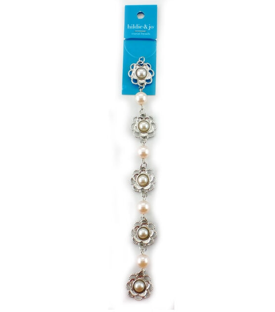 7" Silver Metal Flower Strung Beads by hildie & jo