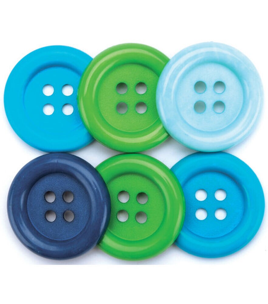 Favorite Findings 1 1/4" Round 4 Hole Buttons 6ct, Big Ocean, swatch