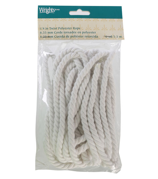 Wrights 1/4" Twist Rope Poly 6 Yds Matte White