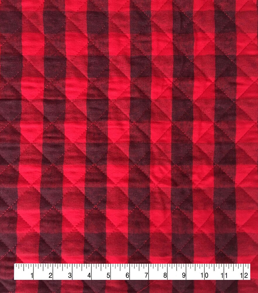 Sportswear Quilted Knit Fabric, Red & Black, swatch