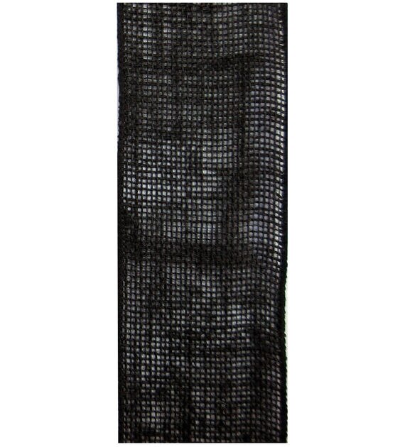 Decorative Ribbon 2.5" Solid Burlap Ribbon Black, , hi-res, image 2