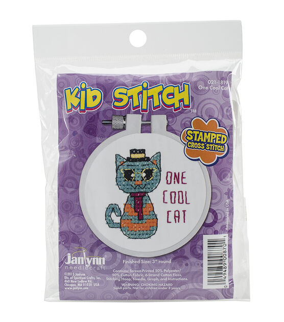 Janlynn 3" One Cool Cat Stamped Cross Stitch Kit