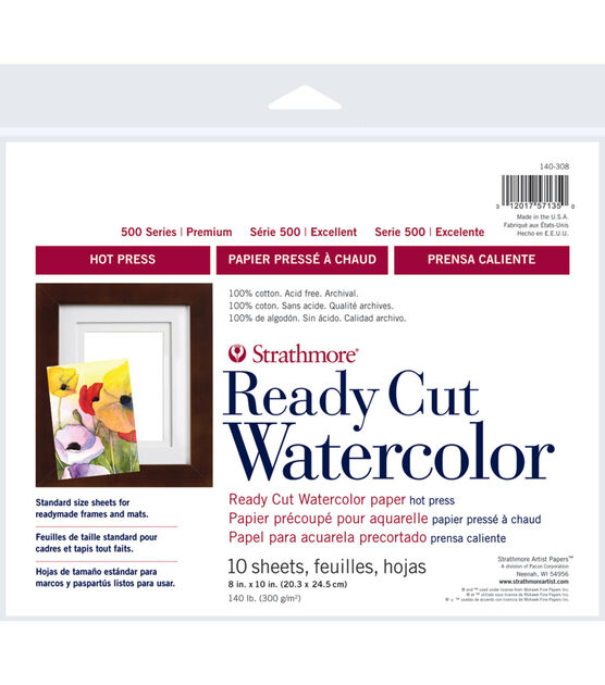 Strathmore Watercolor Paper 500 Series Hot-Press 8 x 10 10 Sheets