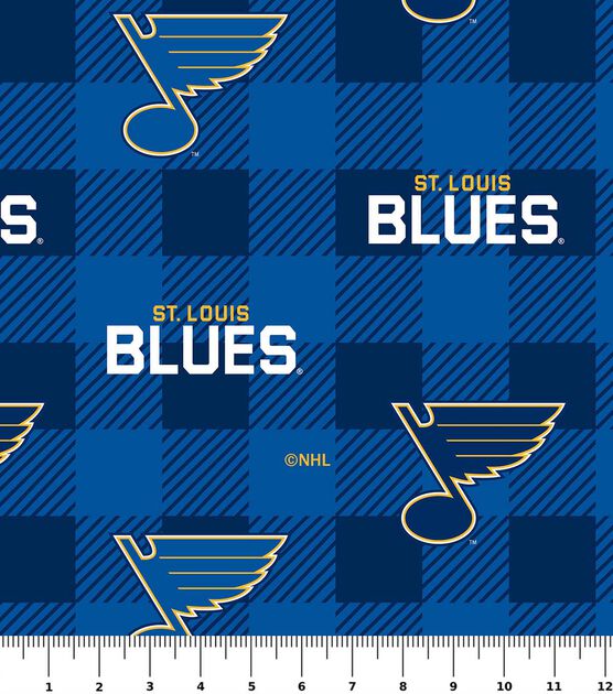 St. Louis Blues Fleece Fabric Buffalo Check