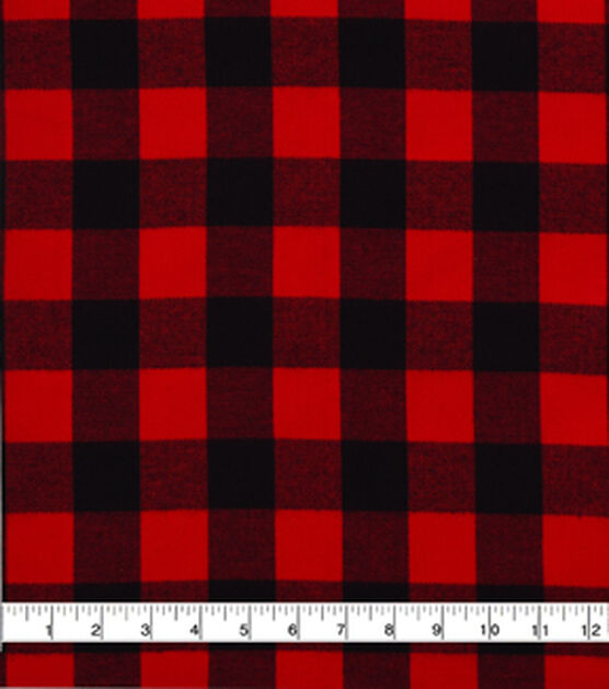 Red & Black Buffalo Check Flannel Shirting Fabric, , hi-res, image 2