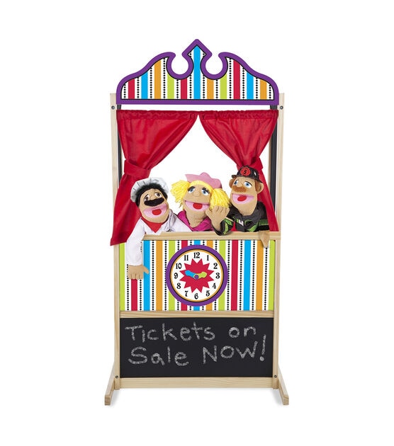 Melissa & Doug 52" Wood Deluxe Puppet Theater Toy With Clock, , hi-res, image 3