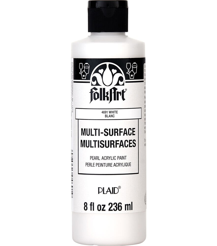 Folkart Multi Surface Satin Acrylic Paint, Pearl White, swatch