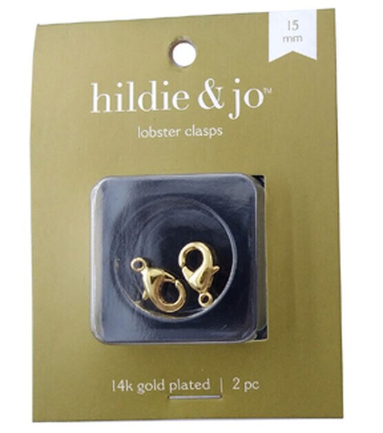 15mm Gold Plated Lobster Clasps 2pk by hildie & jo, , hi-res, image 1