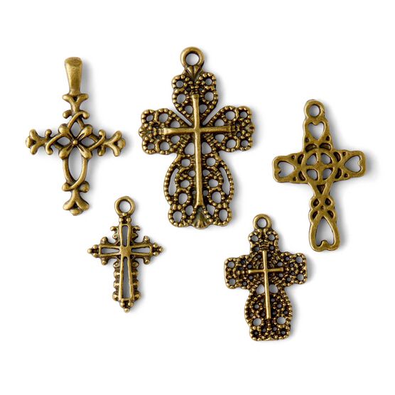 5ct Oxidized Brass Cast Metal Cross Charms by hildie & jo, , hi-res, image 2