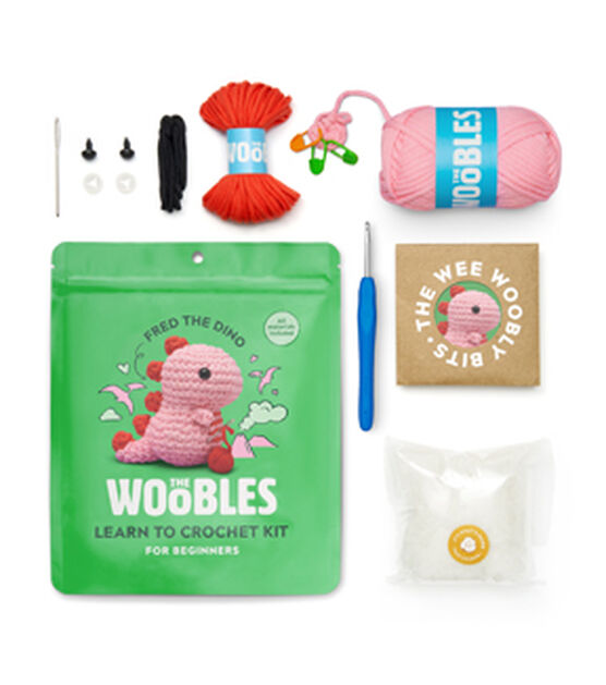 The Woobles 4.5 Pink Dinosaur Crochet Kit