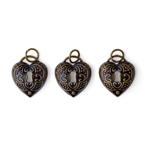 3ct Antique Gold Heart Charms by hildie & jo, , hi-res, image 2