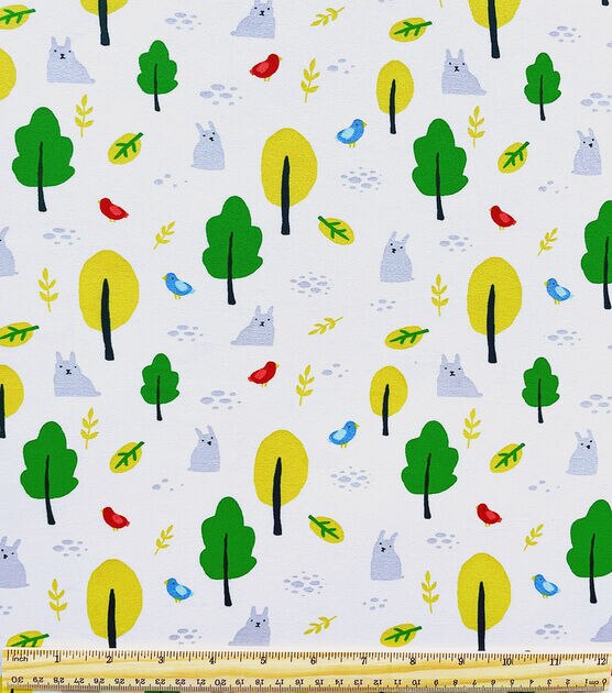White Spring Forest Microfiber Fabric by POP!, , hi-res, image 2
