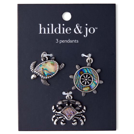 3ct Shell & Zinc Alloy Turtle & Crab Pendants by hildie & jo