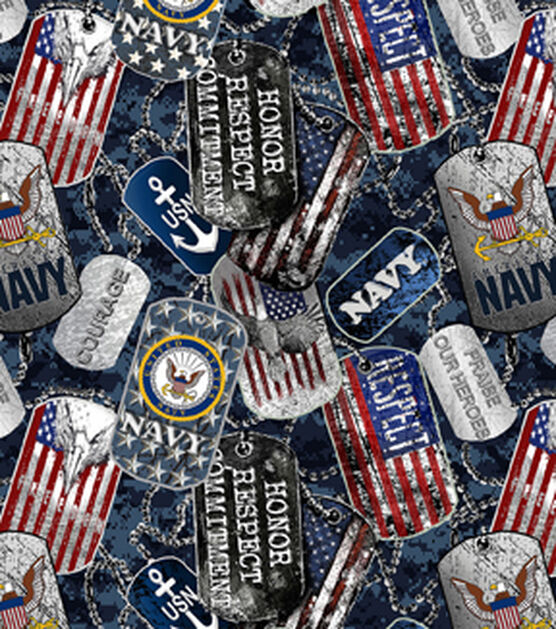 Military Cotton Fabric Navy Dog Tags, , hi-res, image 2