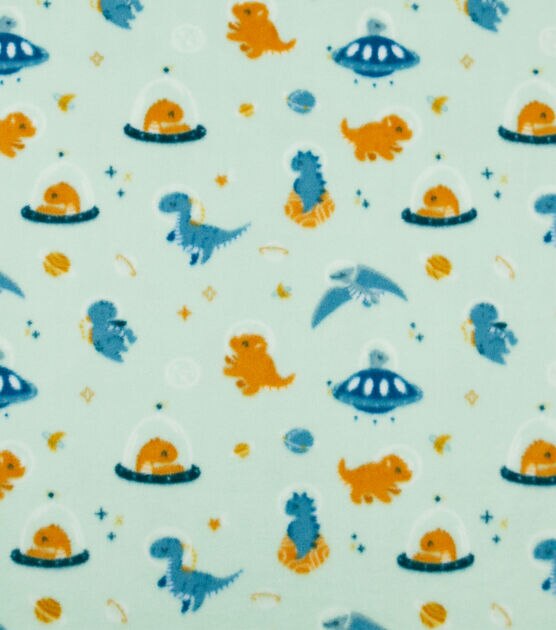 Dinosuars in Space Anti Pill Fleece Fabric