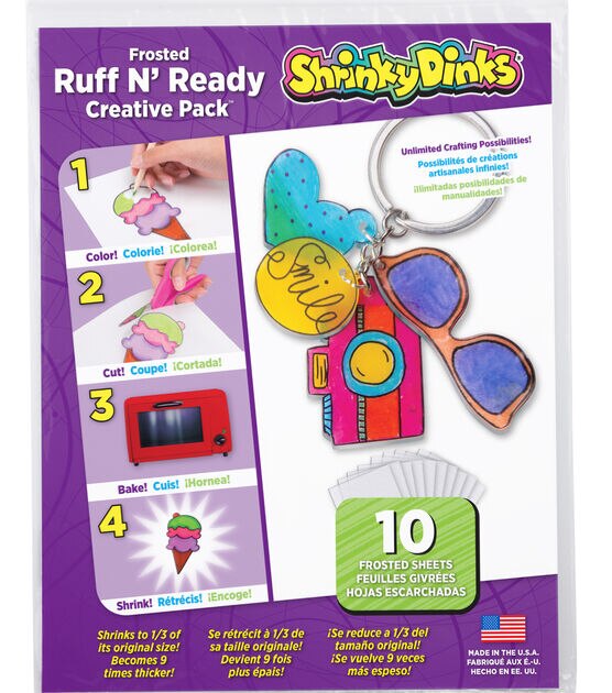 Shrinky Dinks 8 x 10 Ruff N' Ready Frosted Sheets Creative Pack 10ct