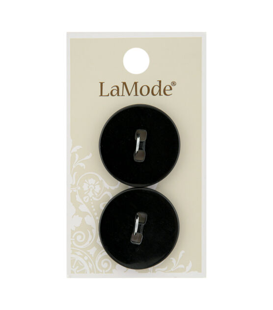 La Mode 1 1/8"Black 2 Square Hole Buttons 2pk