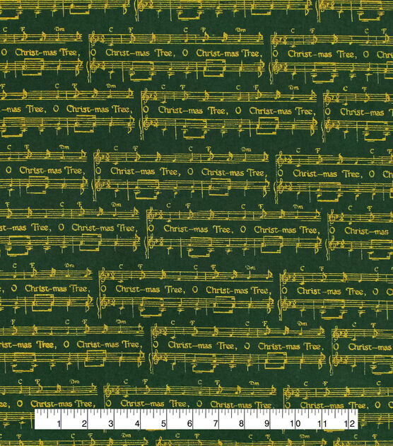 Music on Green Christmas Metallic Cotton Fabric, , hi-res, image 2