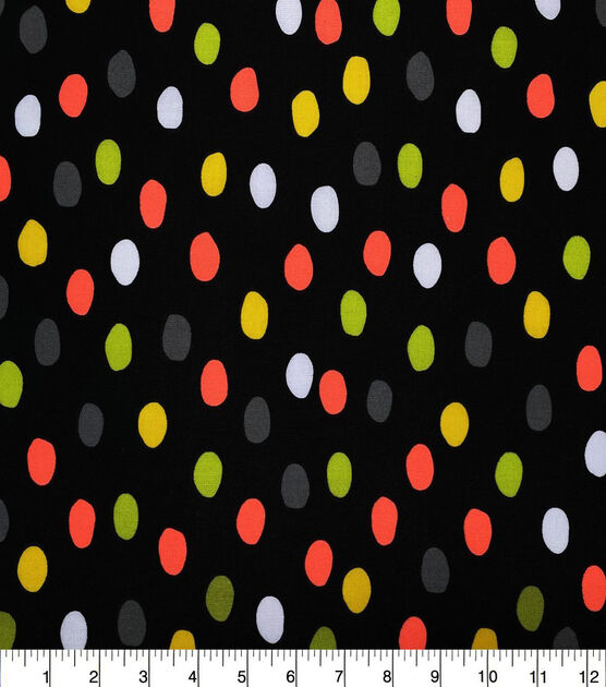 Neon Dots on Black Quilt Cotton Fabric by Quilter's Showcase
