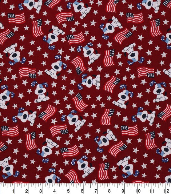 American Flag & Puppy Patriotic Glitter Cotton Fabric, , hi-res, image 2