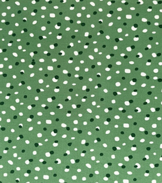 Green & White Abstract Dot Jersey Knit Fabric
