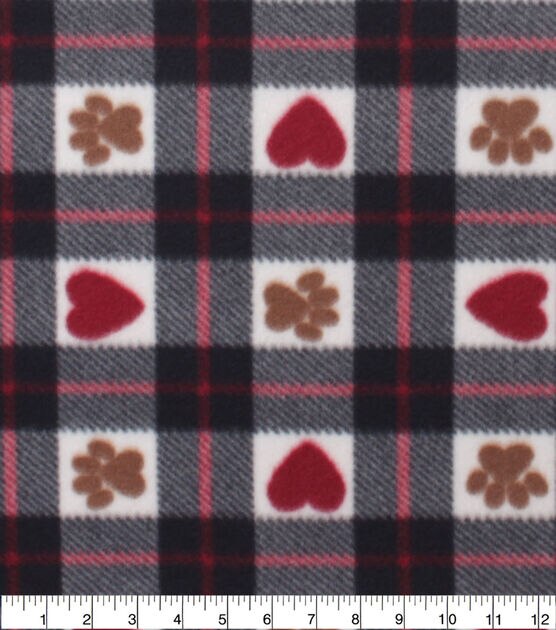 Hearts and Paws Blizzard Fleece Fabric, , hi-res, image 1