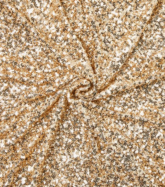 Badgley Mischka Gold Sequin Mesh Fabric, , hi-res, image 3