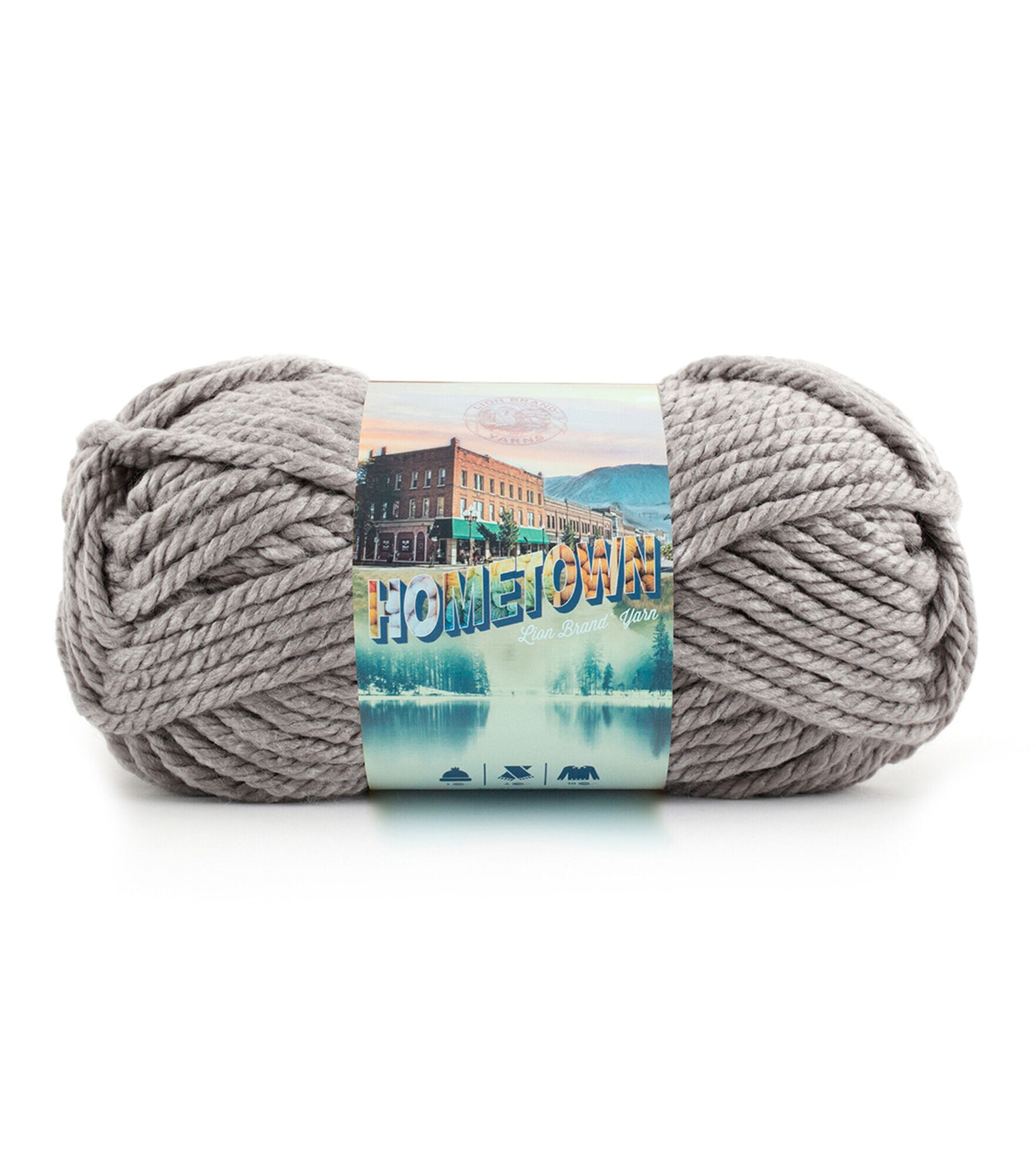 Lion Brand Hometown Super Bulky Acrylic Yarn, Dallas Gray, hi-res