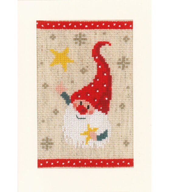 Vervaco 4" x 6" Christmas Gnomes Greeting Card Cross Stitch Kit 3ct, , hi-res, image 3
