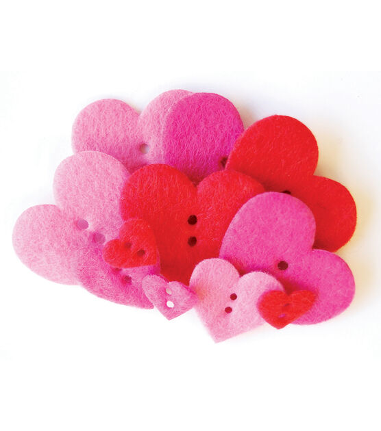 Favorite Findings 17ct Felt Happy Hearts 2 Hole Buttons